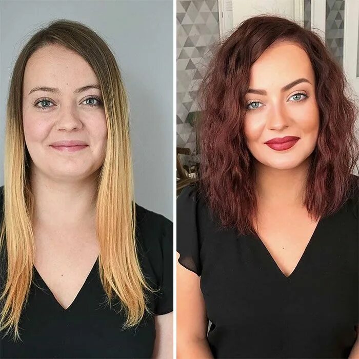 Поменять волосы на фото онлайн 30 Photos Show How People Look Before And After Their Hair Transformation Hair t