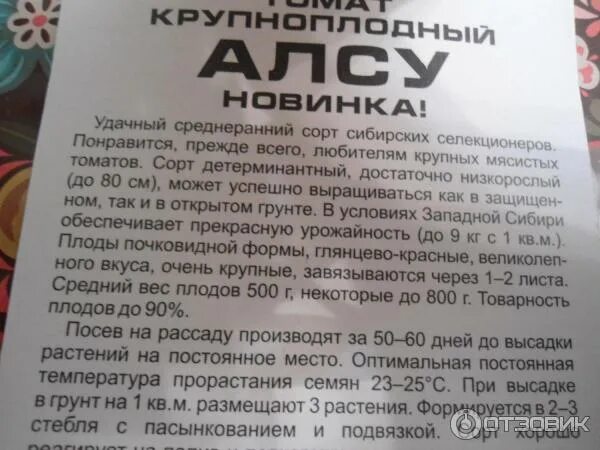 Помидор алсу описание фото отзывы Отзыв о Семена томата Сибирский Сад "Алсу" Урожай собран, отзыв дополнен. Хороши