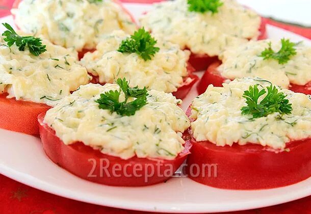 Помидор с сыром и чесноком фото Помидоры с сыром и чесноком Häppchen, Kochen