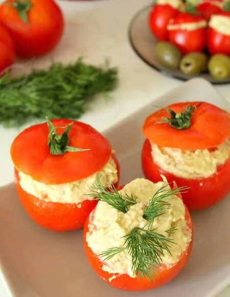 Помидоры с чесноком рецепт с фото Stuffed tomatoes with eggplant and hummus - Craftfoxes