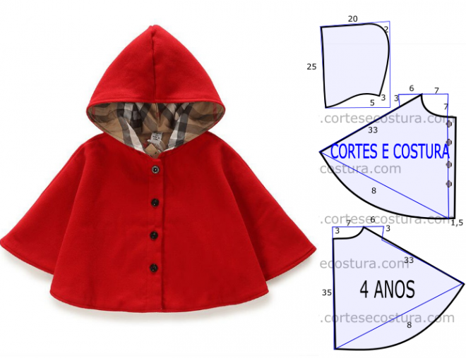 Пончо детский выкройка шитьё моё Capas para crianças, Padrões de vestido de bebê, Poncho infantil