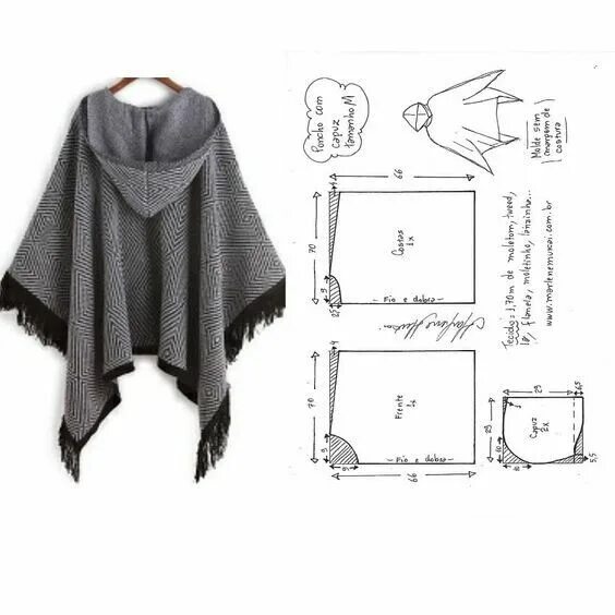 Пончо из трикотажной ткани фото и выкройки BURDA - 100 SUPER ИДЕЙ и ТЫ. - Photos OK.RU Poncho pattern sewing, Sewing clothe