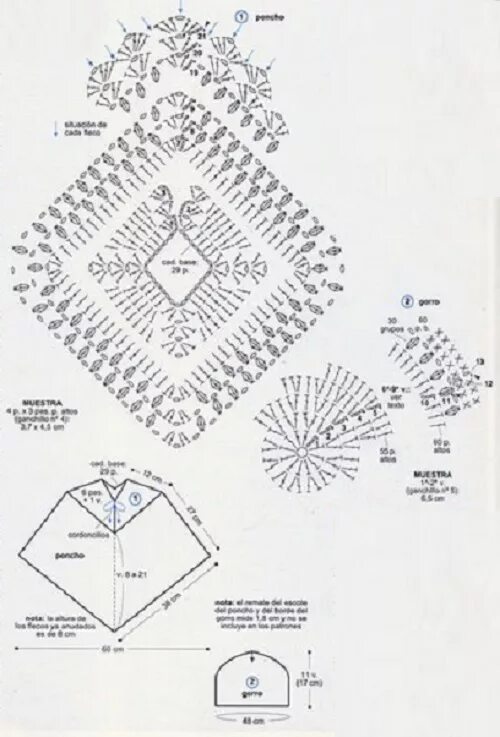 Пончо крючком схемы для начинающих Детское пончо и шапочка / Вязание для детей / В рукоделии