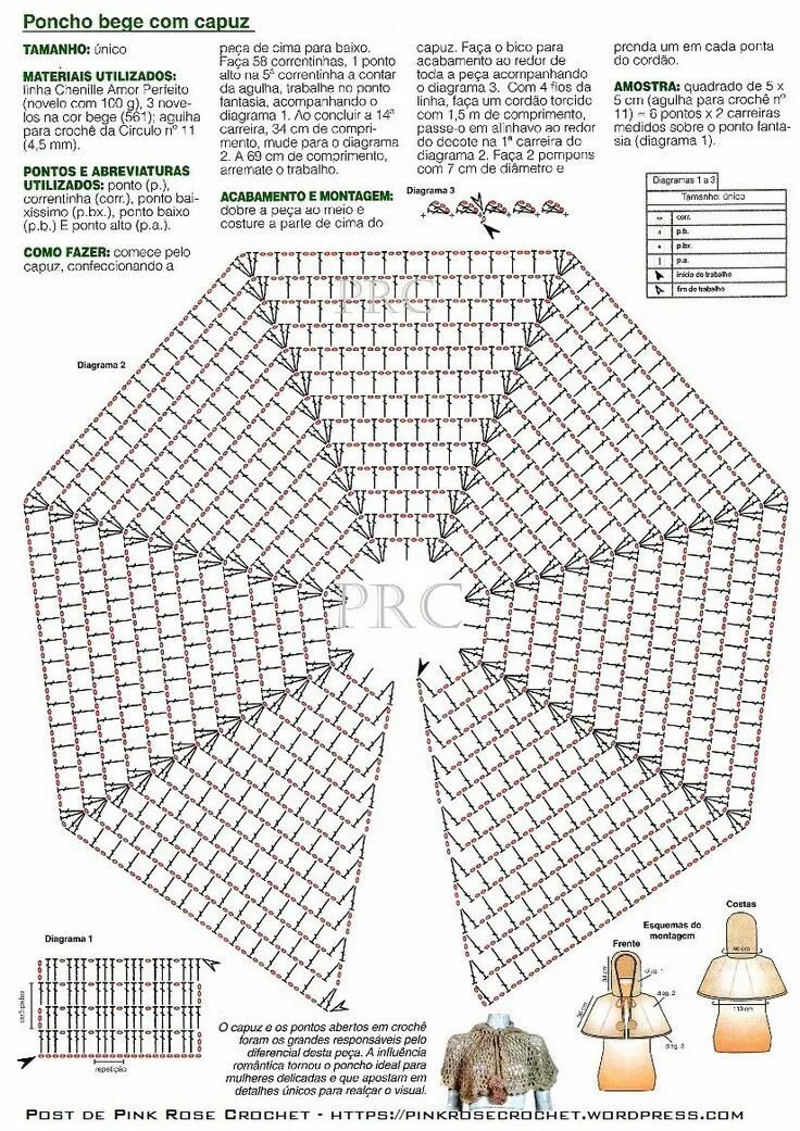 Пончо крючком схемы и описание Crochet cape, Crochet diagram, Diy crafts crochet