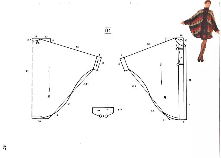 Пончо с рукавом реглан выкройка Fashion 1996 Выкройки, Шитье платья, Выкройка пончо