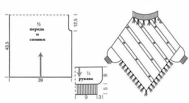 Схемы вязания пончо для женщин