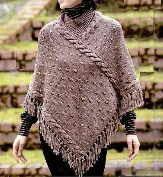 Пончо спицами фото схемы Womens Hand Knit Wool Poncho 22N Wool poncho, Knitted cape, Poncho