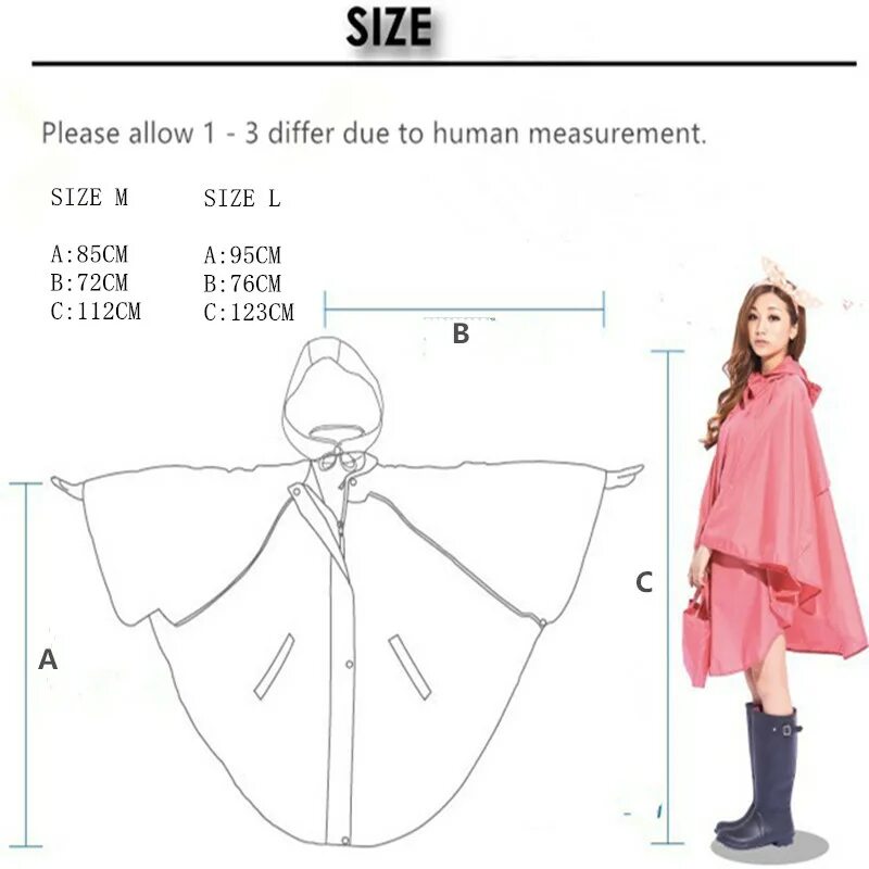 Пончо выкройка с капюшоном женская raincoat Women's Waterproof Packable Rain Jacket Batwing sleeved Poncho Raincoat