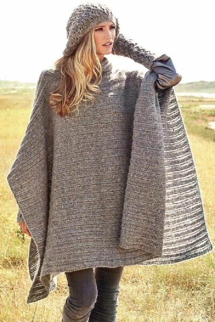 Пончо женское вязаное фото и схемы как связать пончо из меха Fashion, Sweater dress, Poncho