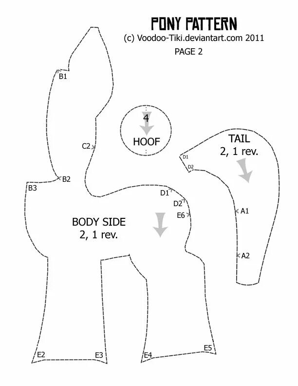 Пони выкройка мягкой игрушки My Little Pony pattern 2 by Voodoo-Tiki on deviantART Plushie patterns, Little p