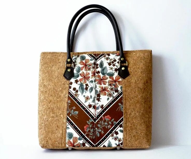 Понравились сумочки Cork Bag, Synthetic Leather Handles, Zip top fastening, Batiste Fabric, Bag Feet