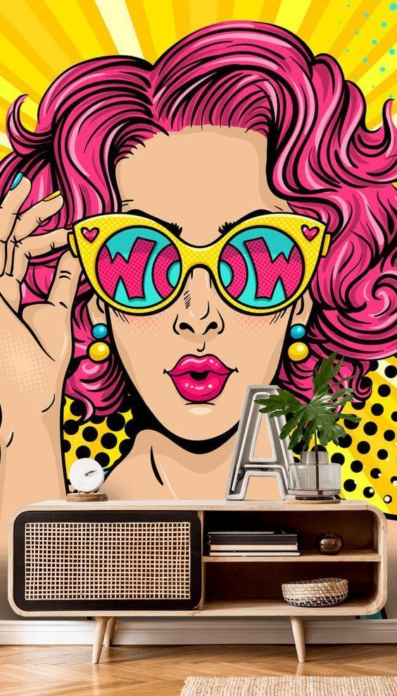 Поп арт фото фотошоп Create an Outrageously Fun Retro Living Room with Pop Art Girl Wallpaper