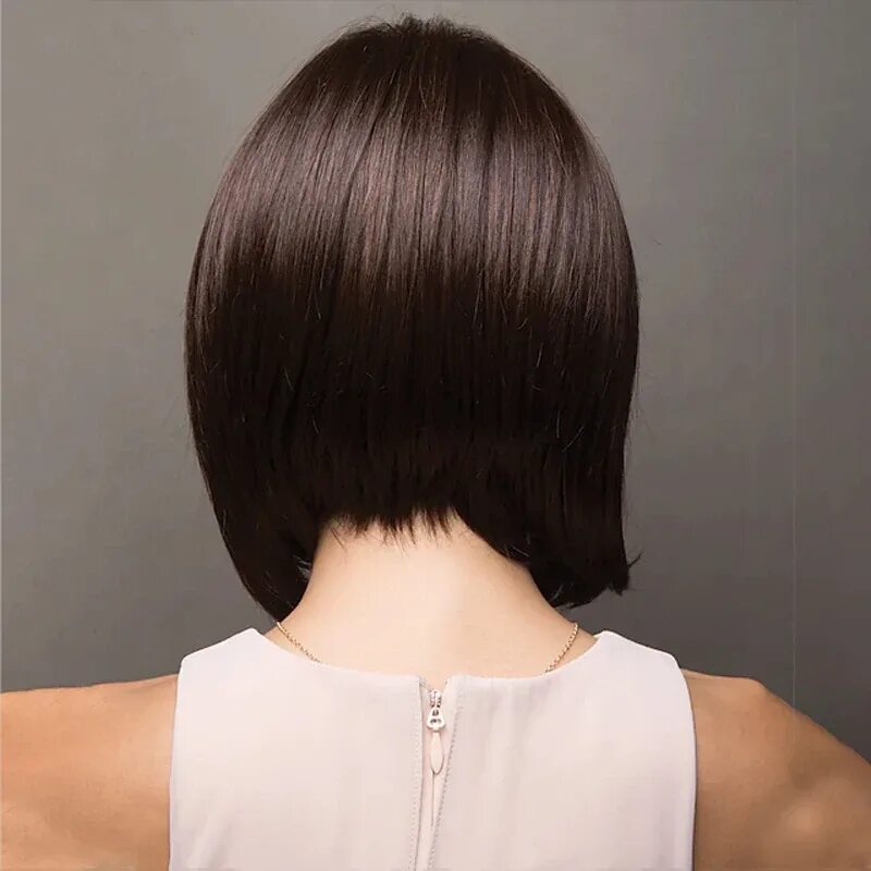 Поп каре стрижка женская HAIRJOY, синтетические волосы, темно-коричневый парик, короткие прямые средние ч
