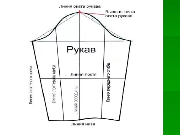 Поперечная линия на выкройке рукава Разработка урока по технологии (Обслуживающий труд) 5 класс "Моделирование однош