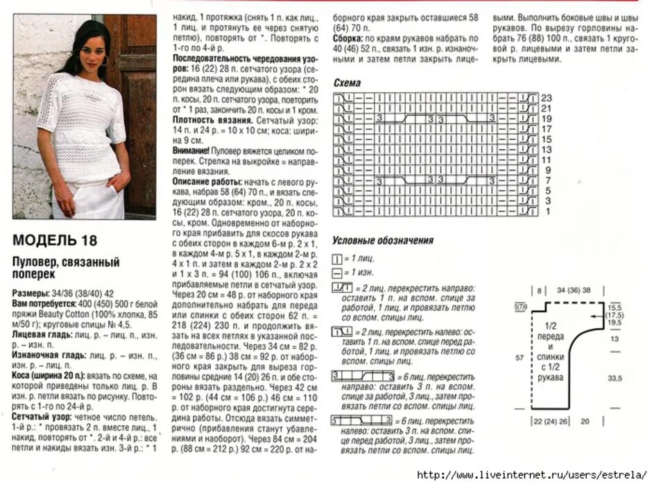 Поперечное вязание спицами пуловера для женщин схемы Поперечное вязание спицами описание