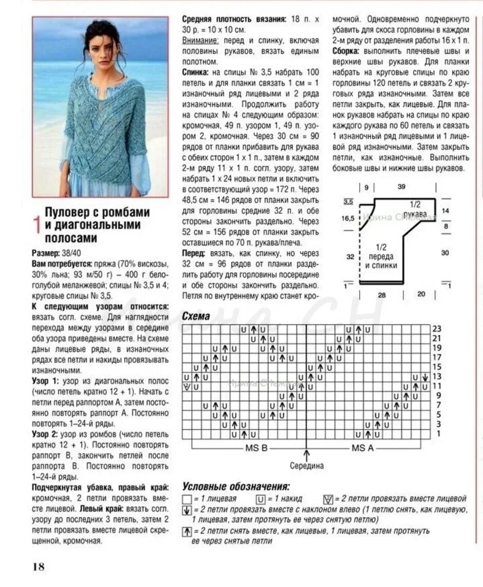 Поперечное вязание спицами описание