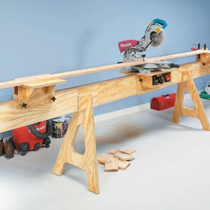 Попить самоделки Woodsmith Space-Saving Miter Saw Station Plans Woodpeckers