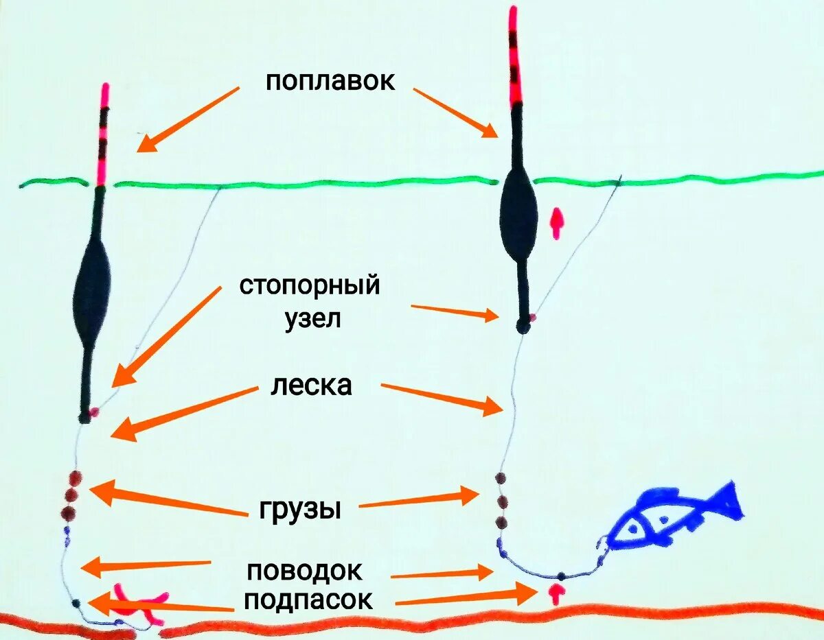 Поплавочная удочка оснастка скользящий поплавок Поплавок, который чётко показывает поклёвки даже при ветре и сильной волне ЩУКА 