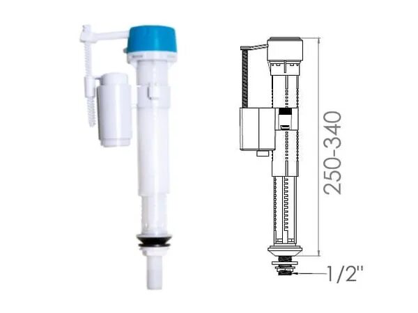 Поплавок с нижним подключением Клапан нижней подачи воды Nova , бесшумный, пластиковая резьба 1/2, 4716 купить 