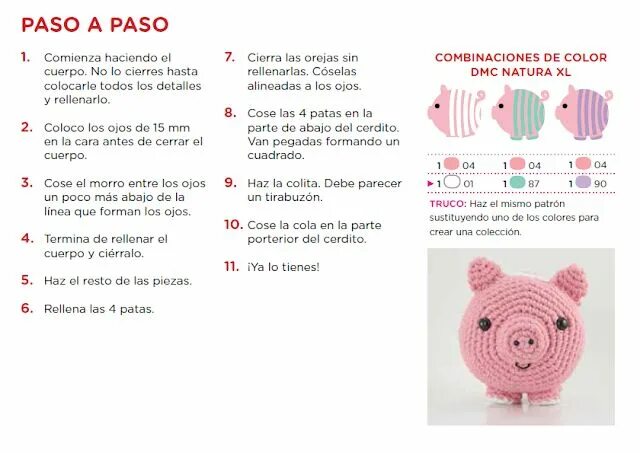 Поросенок амигуруми крючком схема описание El blog de Dmc: Patrón de ganchillo gratis: Cerdito de Lalala Toys Crochet pig, 