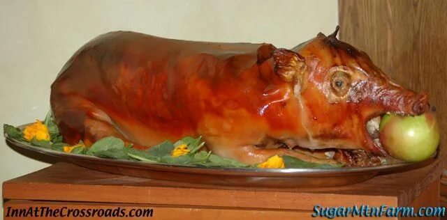 Поросенок в яблоках фото How to Brine a Ham Sugar Mountain Farm Roast suckling pig, Plum sauce, Pig roast