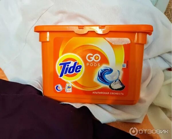 Порошок в коробке фото Отзыв о Капсулы для стирки Tide 3in1 "Альпийская свежесть" Гель, который порошок