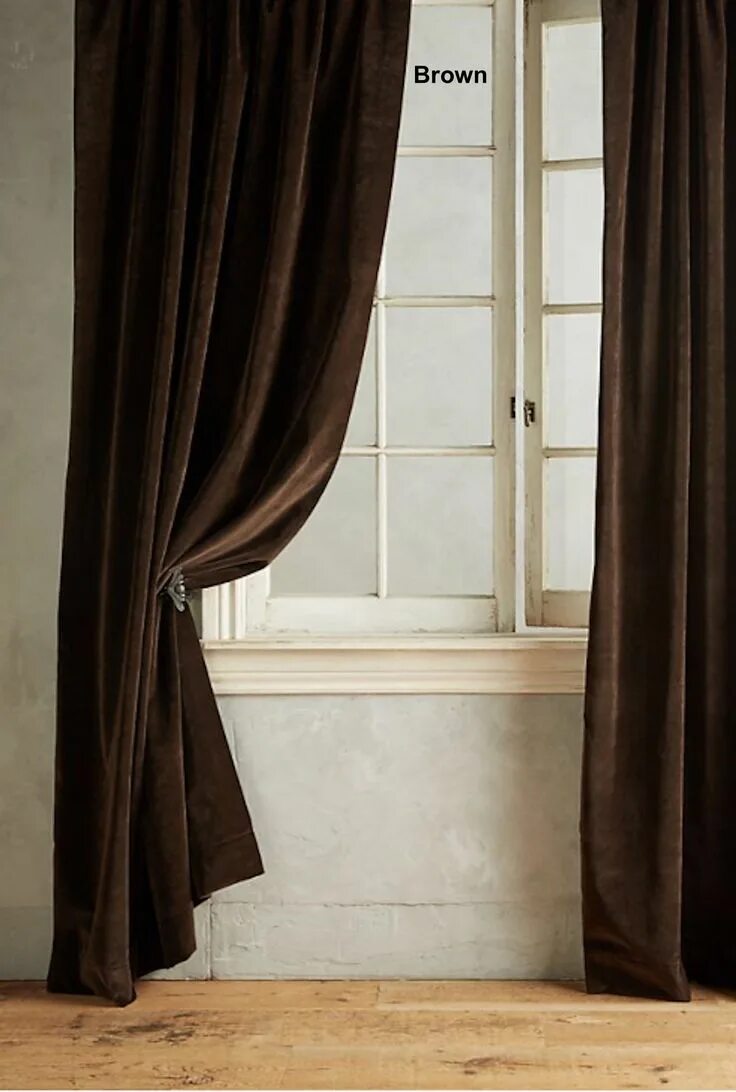 Портьеры коричневые фото This item is unavailable Etsy Dining room curtains, Velvet curtains, Brown curta