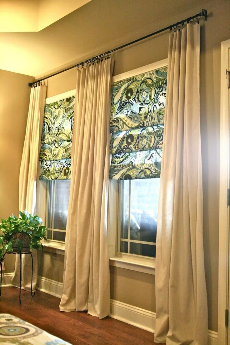 Портьеры на окна фото Living Room Curtains No Sew -plus link to no sew Roman Shades Living room diy, C