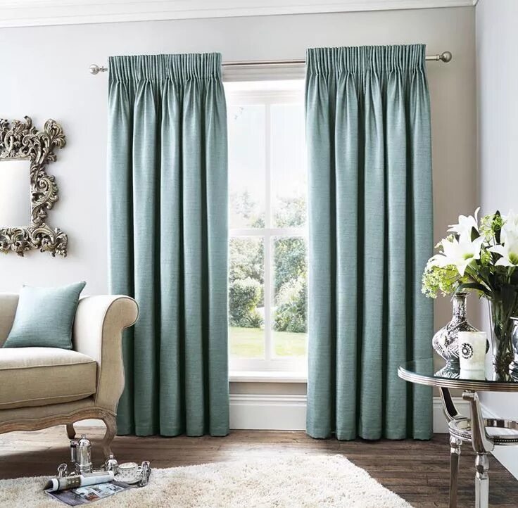 Портьеры шторы в интерьере Rimini Teal Ready Made Curtains Curtains, Lined curtains, Pleated curtains