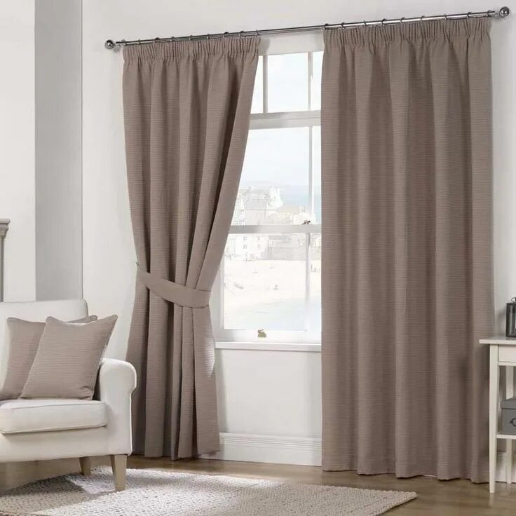 Портьеры в бежевом интерьере Julian Charles Naples Fully Lined Ready Made Curtains in Mocha Curtains ready ma