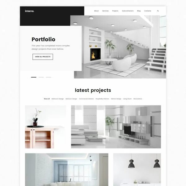 Портфолио дизайнера интерьера Interra - Interior Designer Portfolio WordPress Theme в 2020 г Портфолио дизайн,