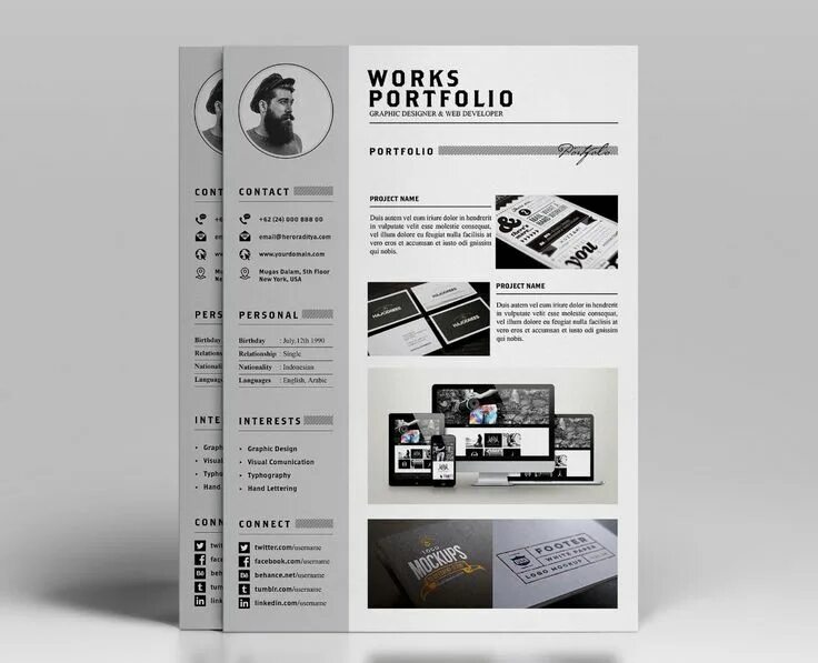 Портфолио дизайнера интерьера пдф Resume & Portfolio Template - YA Portfolio templates, Career portfolio template,