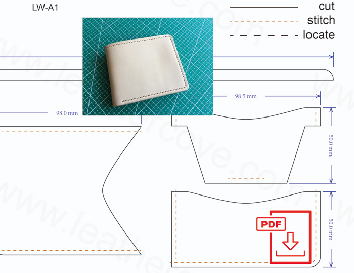 Портмоне для документов из кожи выкройка Leather Wallet Pattern - PDF - LeatherCove Leather card wallet pattern, Card wal