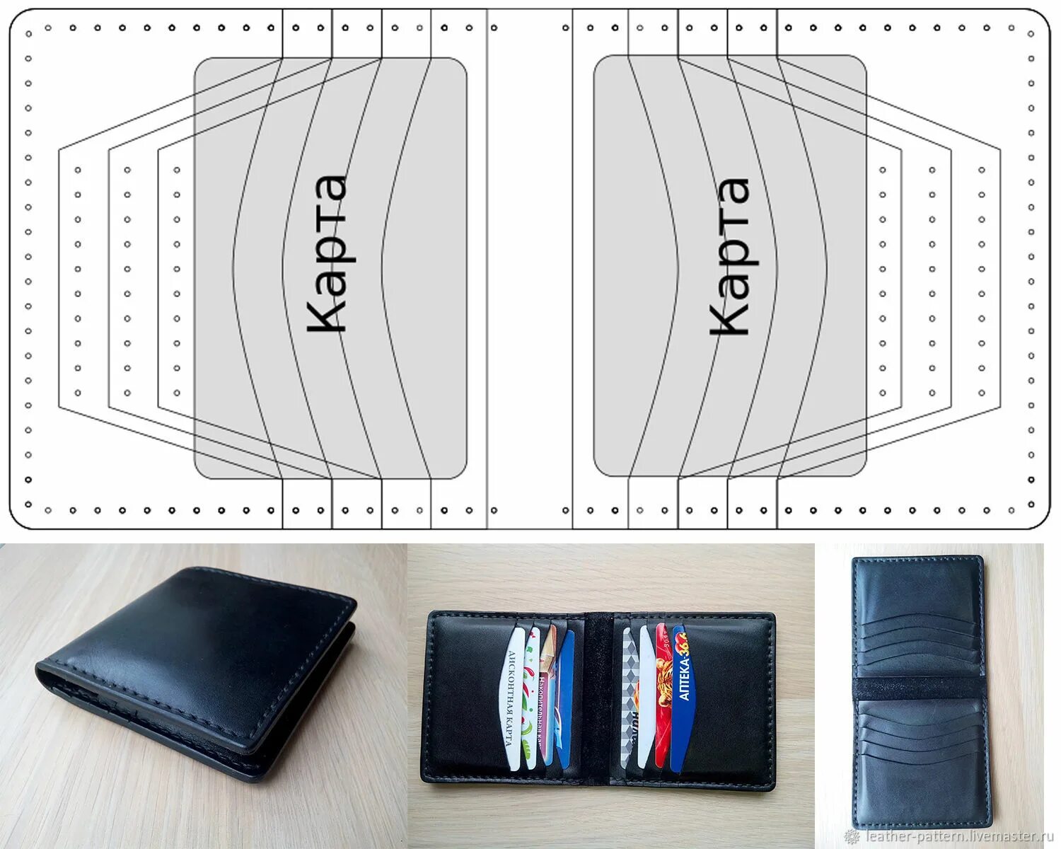 Портмоне мужское из натуральной кожи выкройка PDF выкройка картхолдер на 10 карт в интернет-магазине на Ярмарке Мастеров Визит