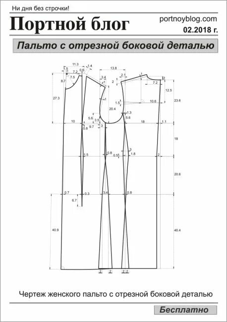 Портной блог бесплатные выкройки женских Женское пальто с отрезной боковой деталью Портной блог Выкройки, Женские пальто,