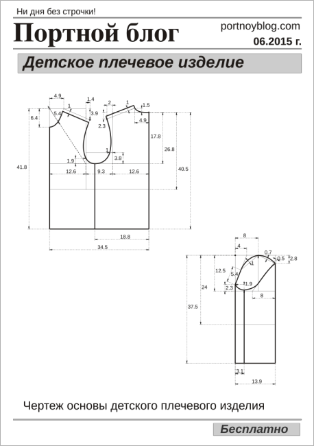 Портной блог выкройки автоматом бесплатно Бесплатная выкройка детского плечевого изделия Выкройки, Бесплатная выкройка, По