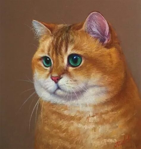 Портрет кота фото Daily Paintworks - "Hosico cat. Original pastel portrait of Scottish cat. " - Or