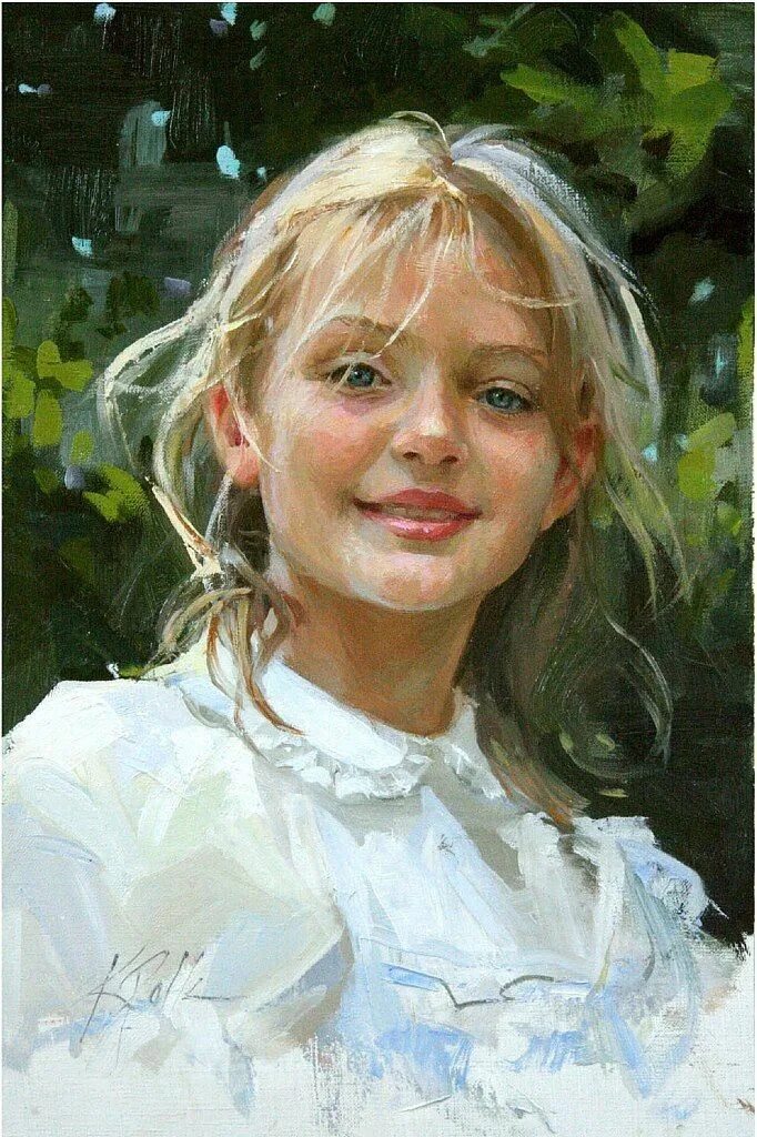 Портрет маслом на холсте фото Sunny by Kay Polk Portrait painting, Contemporary portrait, Oil portrait