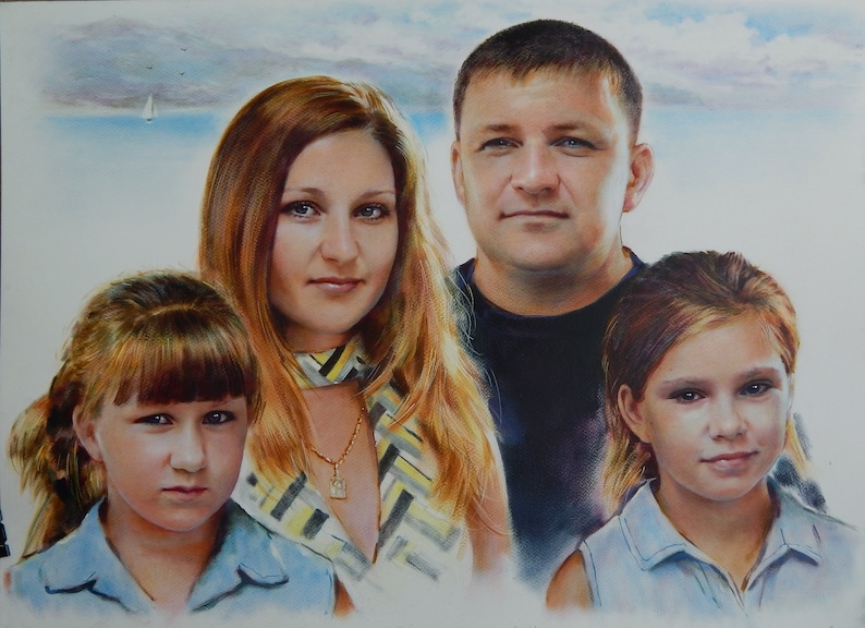 Портрет на заказ по фото спб Custom Oil Painting Portrait From Photo Family Portrait Etsy