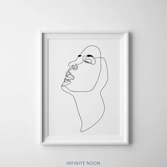 Портрет одной линией онлайн по фото бесплатно One Line Minimal Female Face Line Printable Illustration, Feminine Simple Line D