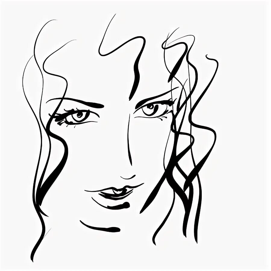 Портрет одной линией по фото Woman Face. Fashion Illustration Фотография, картинки, изображения и сток-фотогр