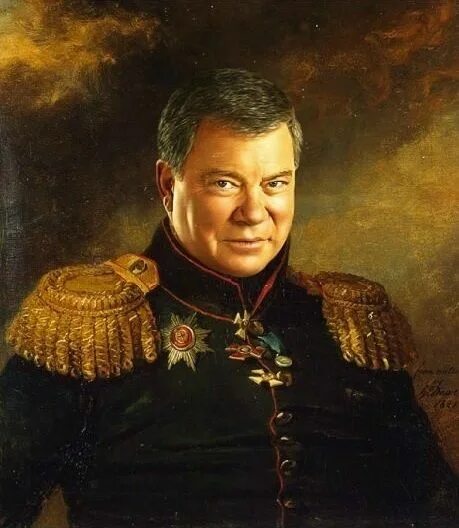 Портрет по фото генерал Admiral James T Kirk Karikaturen, Alte meister, Malerei