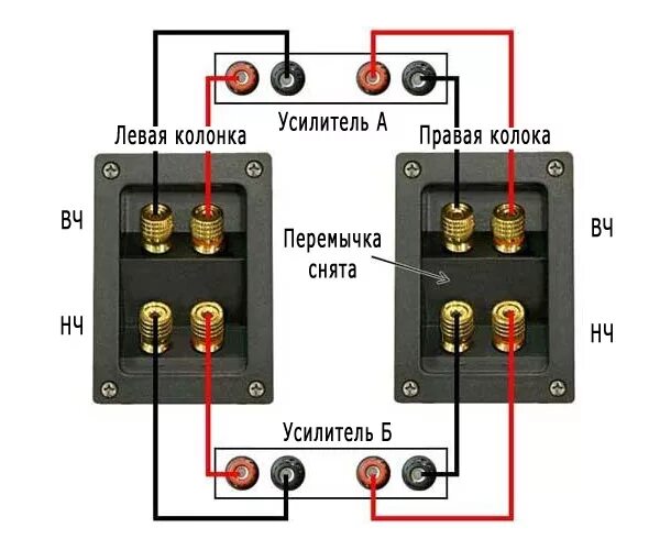 Порты для подключения акустической системы Выбор усилителя, кабеля, и подключение колонок