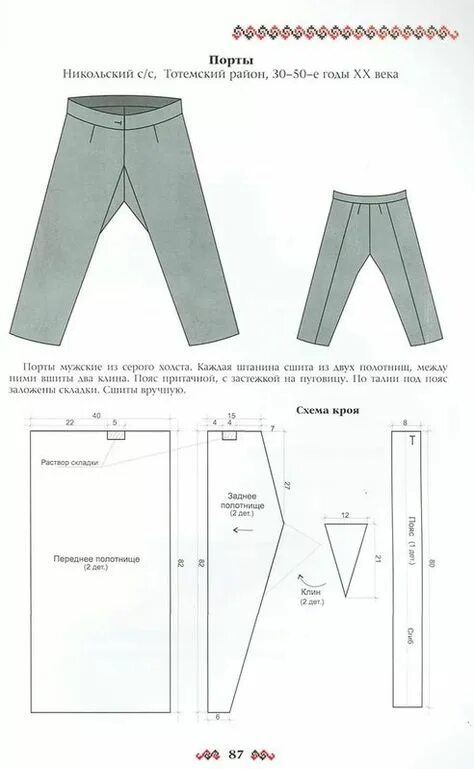 Порты мужские славянские выкройка Идеи на тему "Построение выкроек" (130) в 2021 г выкройки, шитье, техники шитья