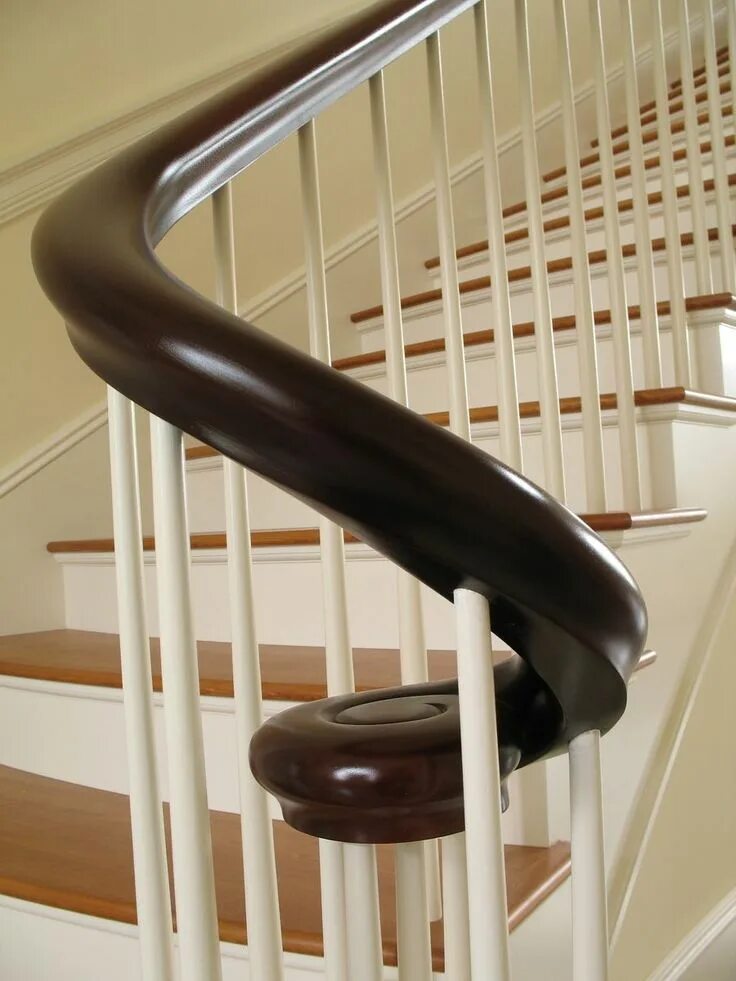 Поручни лестницы фото Custom Made Mahogany Continuous Shaped Curved Hand Rail Handrail, Staircase desi