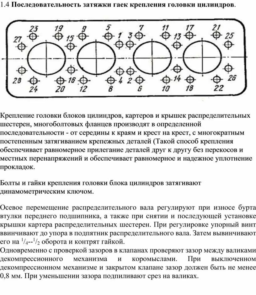 Порядок и момент затяжки гбц 406 Каков порядок затяжки болтов головки блока цилиндров?