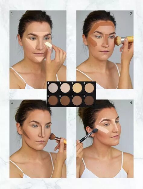 Порядок наложения макияжа на лицо пошагово фото NYX Highlight & Contour Pro Palette -korostus- ja varjostuspaletti on lähtenyt r