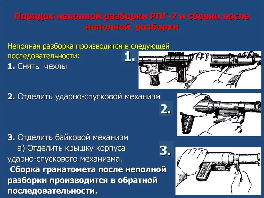 Порядок неполной разборки рпг 7 Стрелковое оружие - презентация онлайн