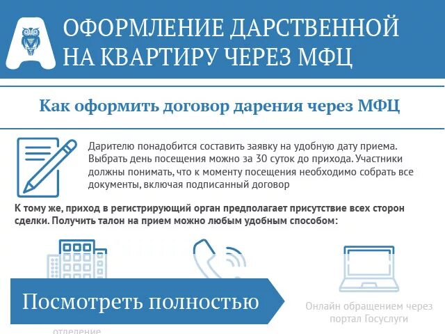 Порядок оформления продажи квартиры через мфц Мфц оформить дарственную на квартиру