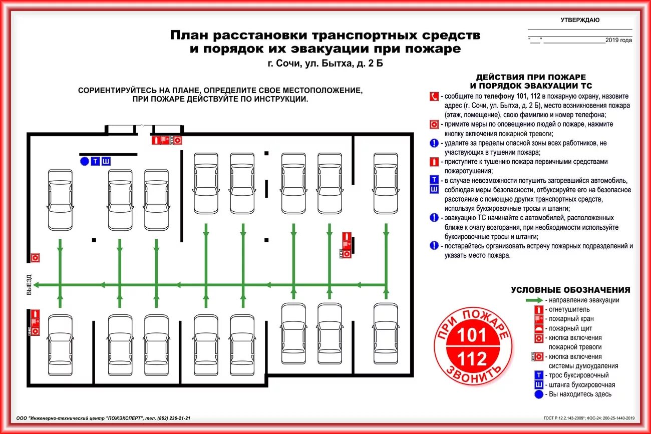 Порядок подготовки схемы расположения План расстановки и эвакуации транспортных средств, цена в Сочи